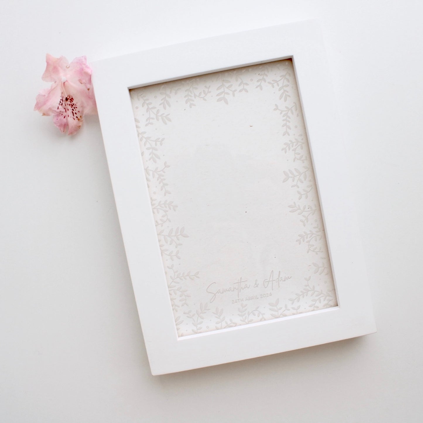 Personalised wedding frame gift | wood botanical picture frame | 5th wedding anniversary | personalised engagement photo gift | 6x4 7x5 8x10