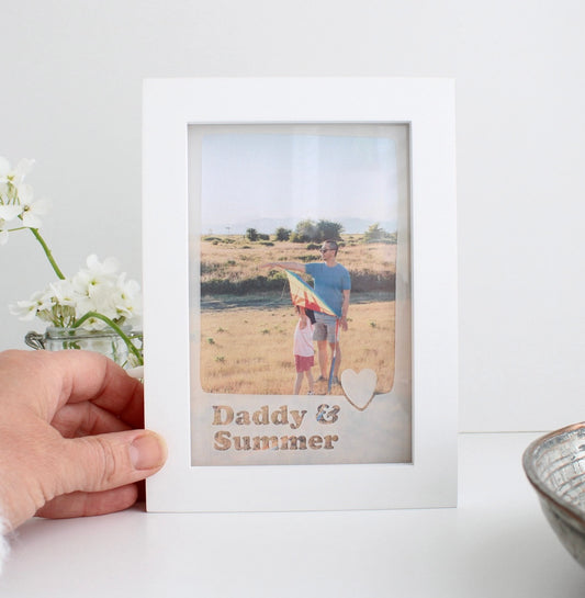 White wood Fathers Day photo frame | polaroid style picture frame | Mothers Day photo gift | 6x4 picture frame baby | 5x7 8x10