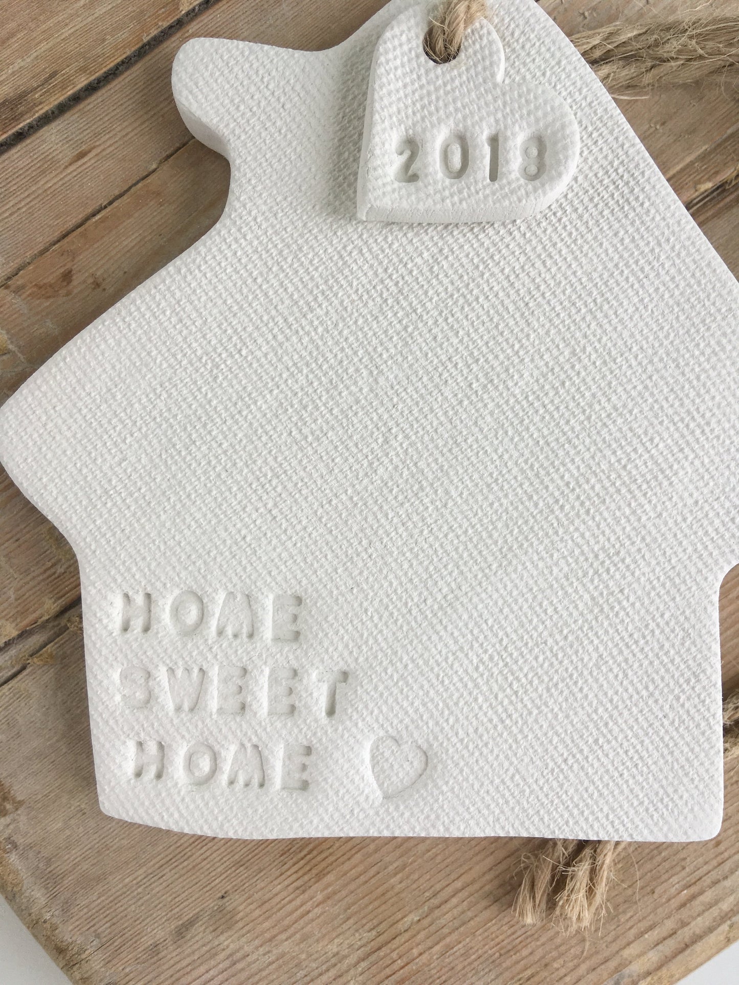 Clay housewarming gift stamped with Home Sweet Home