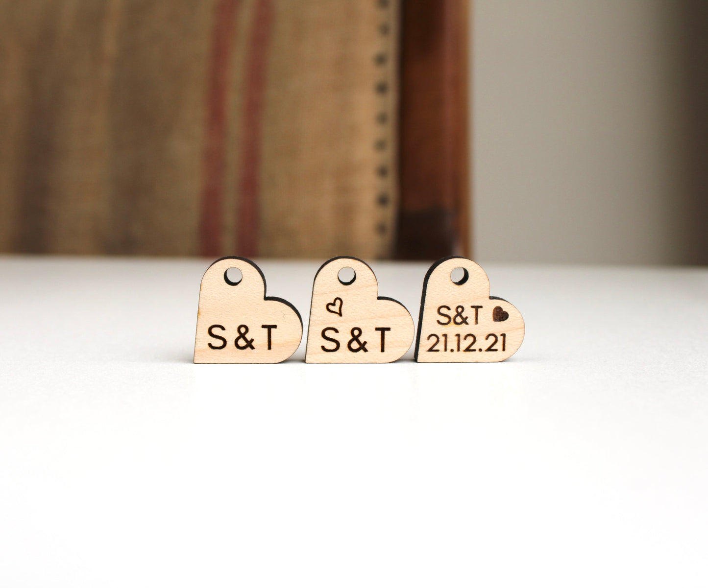 Wooden wedding favour tags