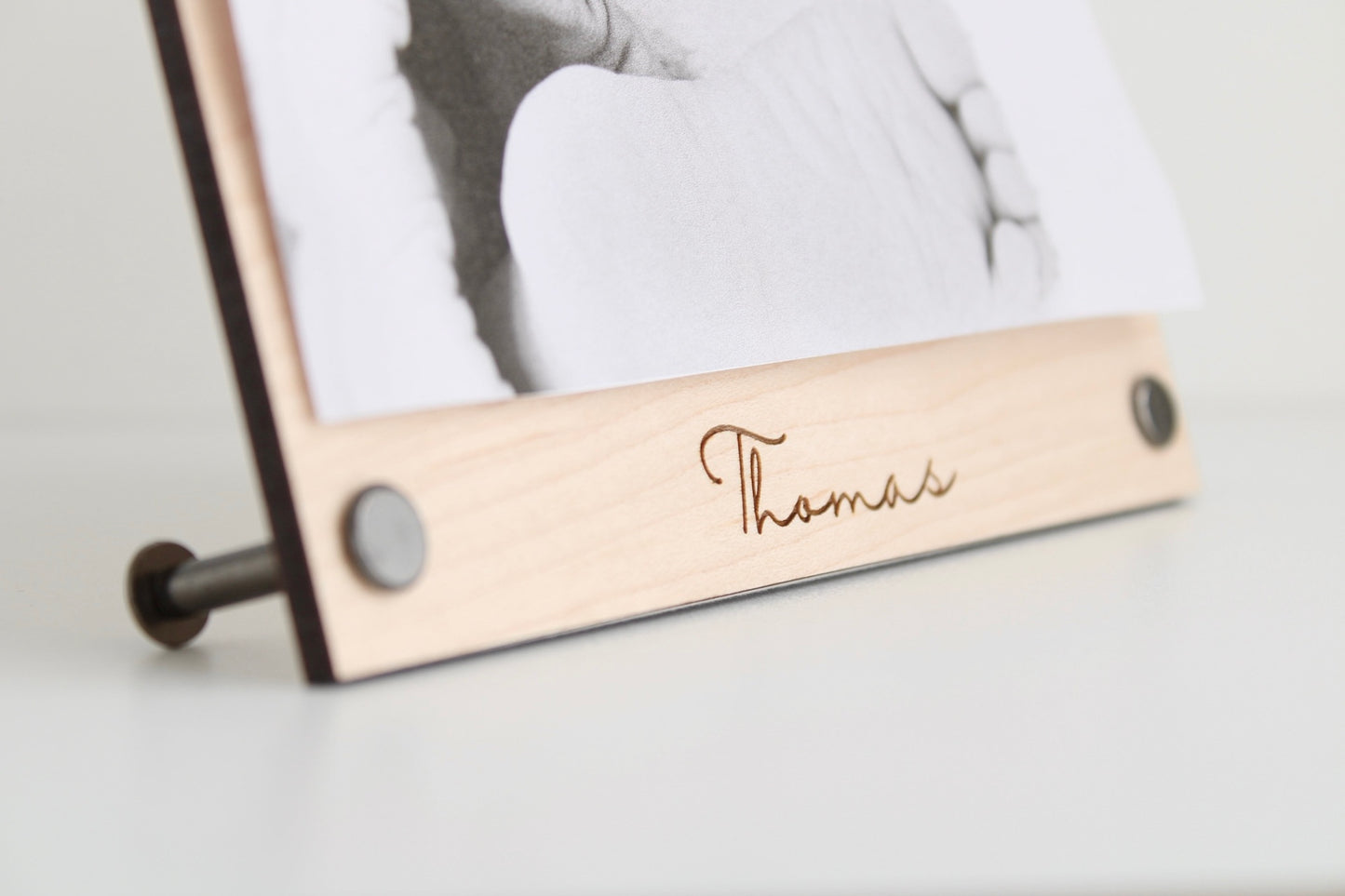 Freestanding wood picture frame, 5th anniversary gift, display 6x4 photos
