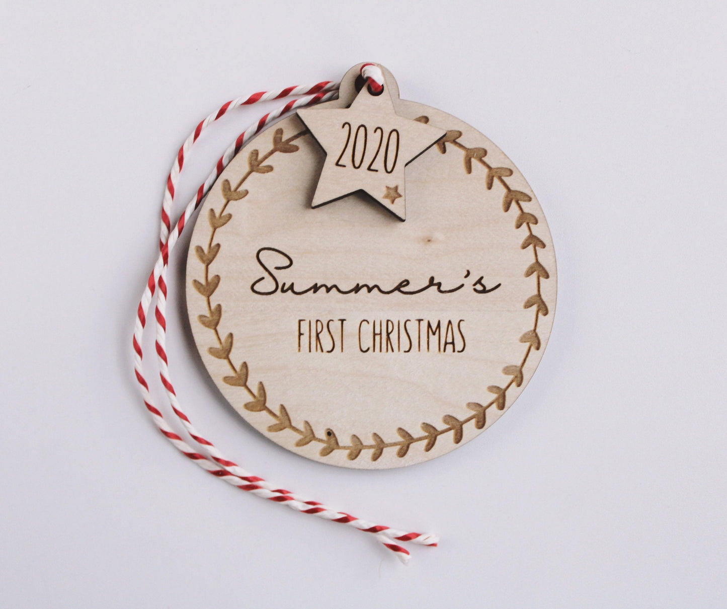 Personalised First Christmas bauble decoration with star tag