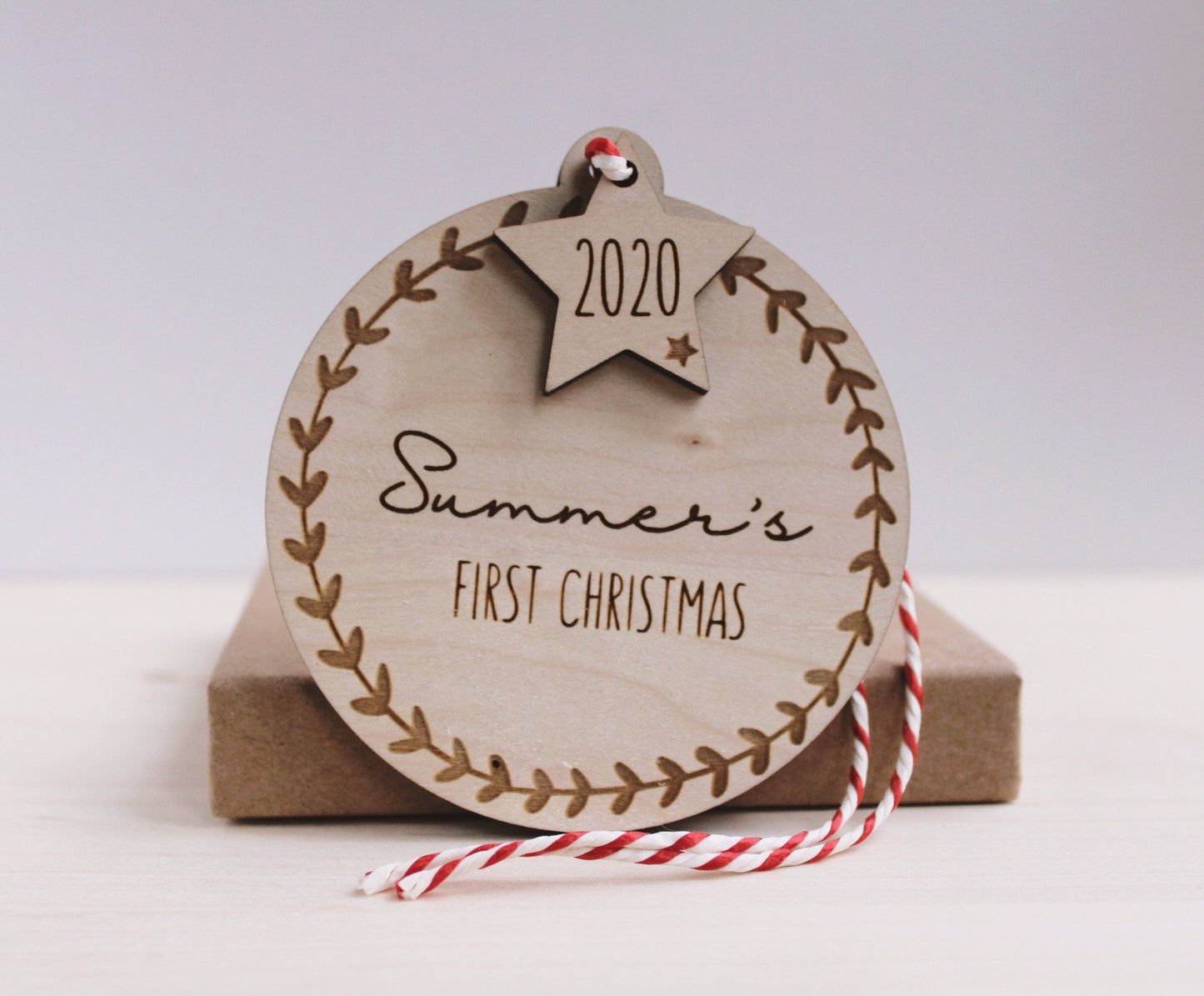 Personalised First Christmas bauble decoration with star tag