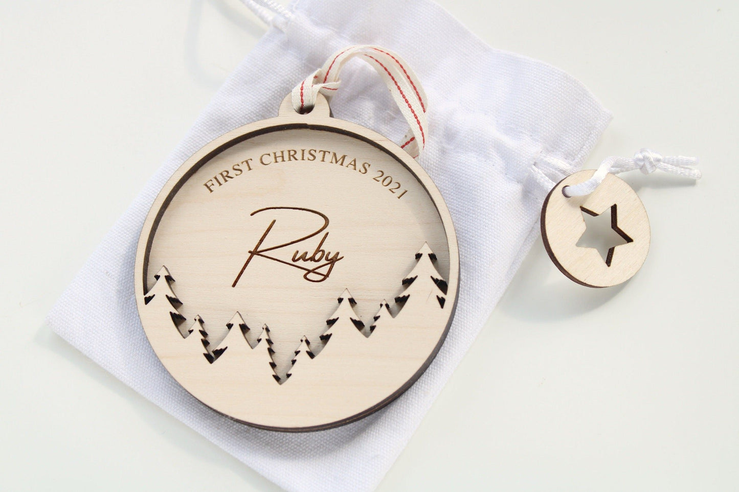 First Christmas bauble decoration with tree design