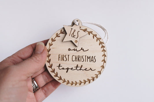 Our First Christmas Together personalised bauble decoration