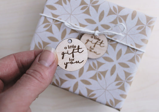 20 wood gift tags engraved with A Little Gift For You