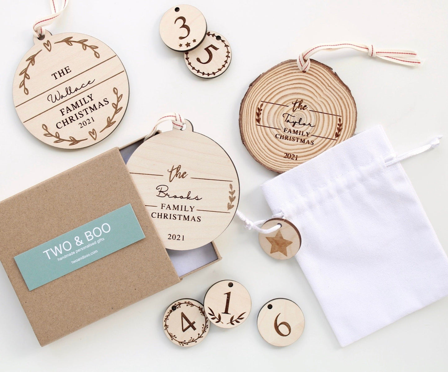 Personalised family Christmas bauble decoration