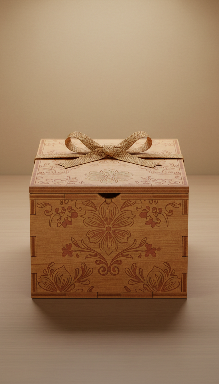 Wedding favour keepsake box with floral motif