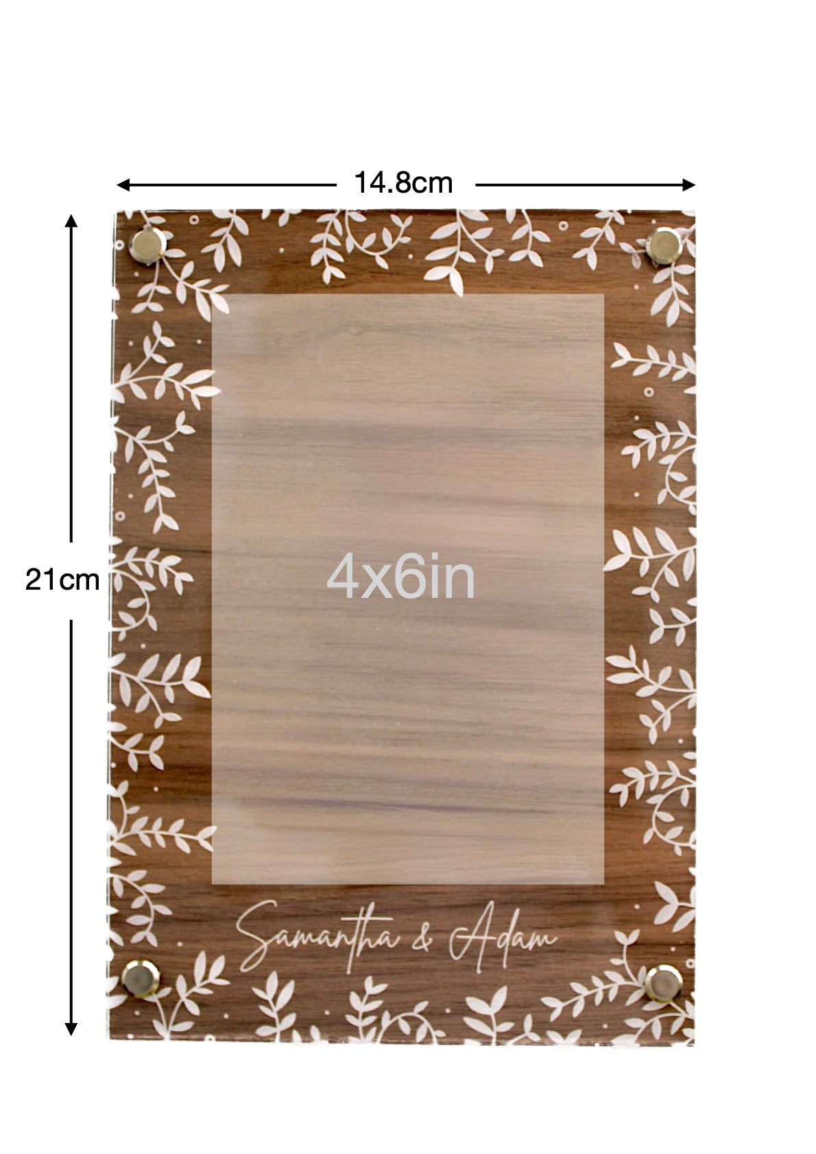 Wooden Floral Wedding Photo Frame: Custom Keepsake, 5th Wedding Anniversary Gift