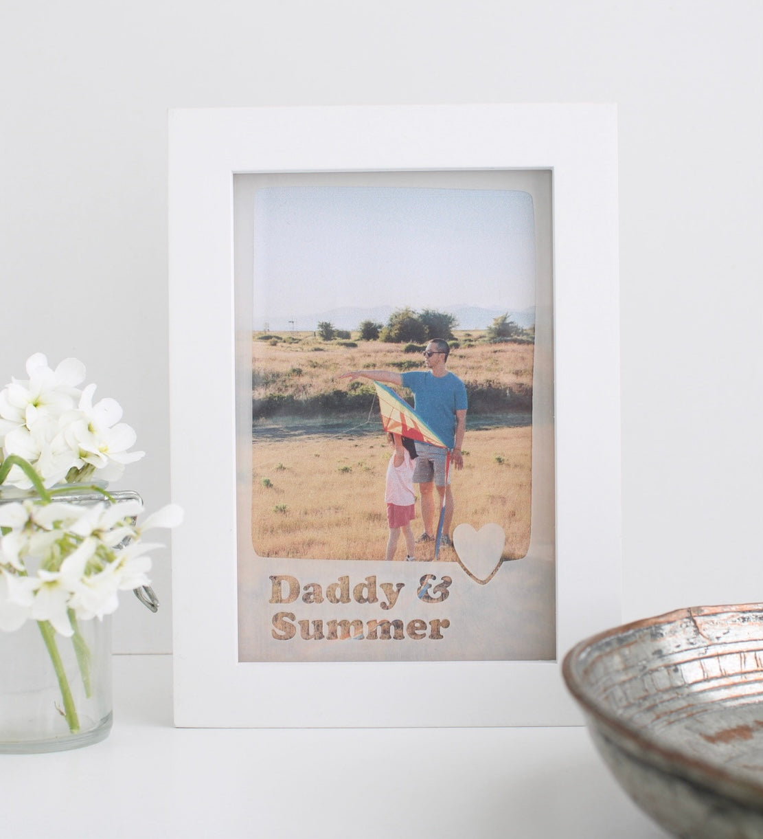 White wood Fathers Day photo frame | polaroid style picture frame | Mothers Day photo gift | 6x4 picture frame baby | 5x7 8x10