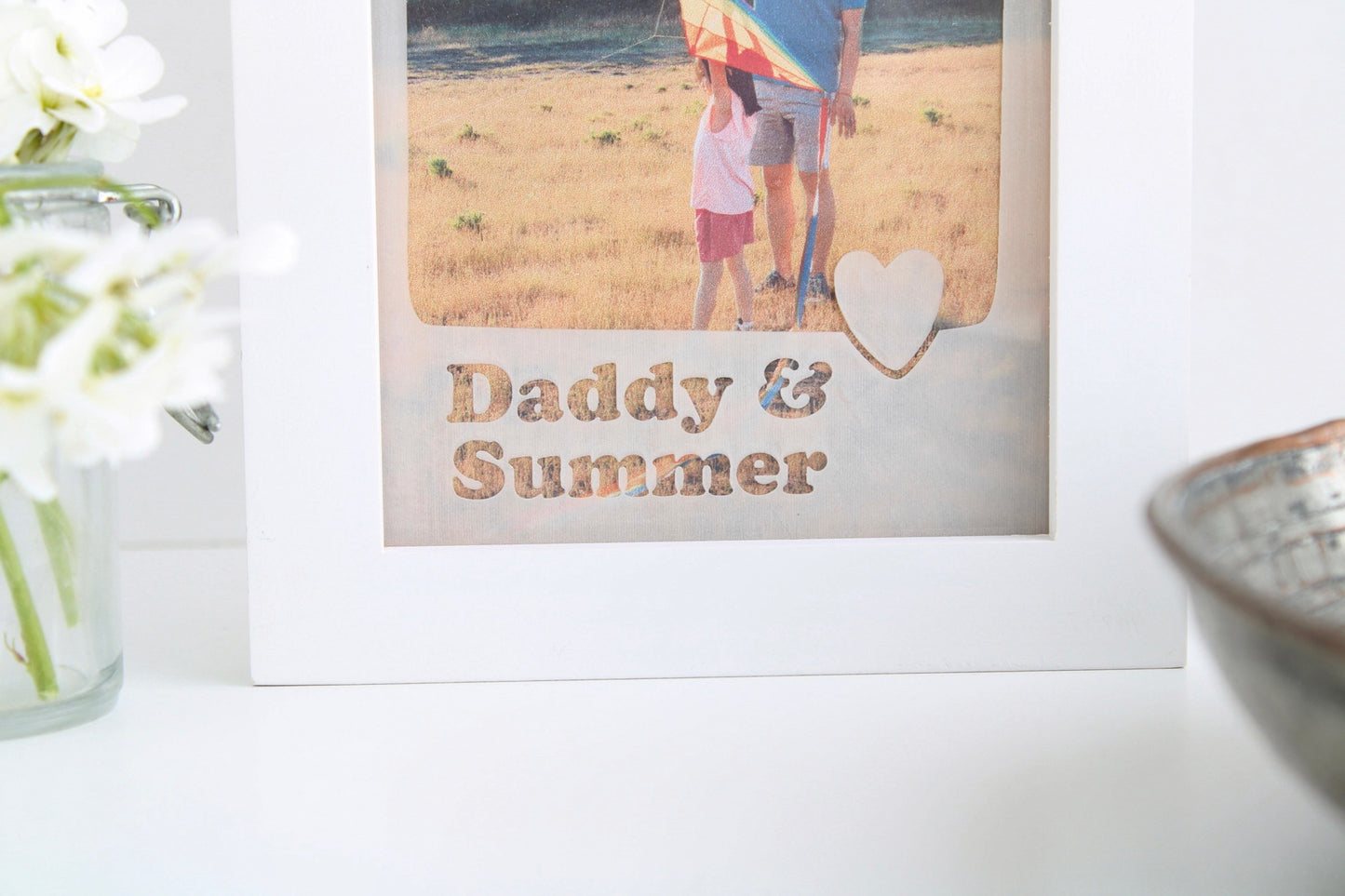 White wood Fathers Day photo frame | polaroid style picture frame | Mothers Day photo gift | 6x4 picture frame baby | 5x7 8x10