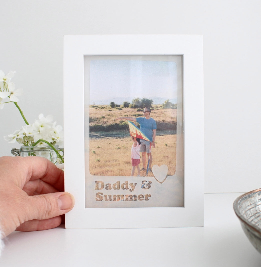 White wood Fathers Day photo frame | polaroid style picture frame | Mothers Day photo gift | 6x4 picture frame baby | 5x7 8x10