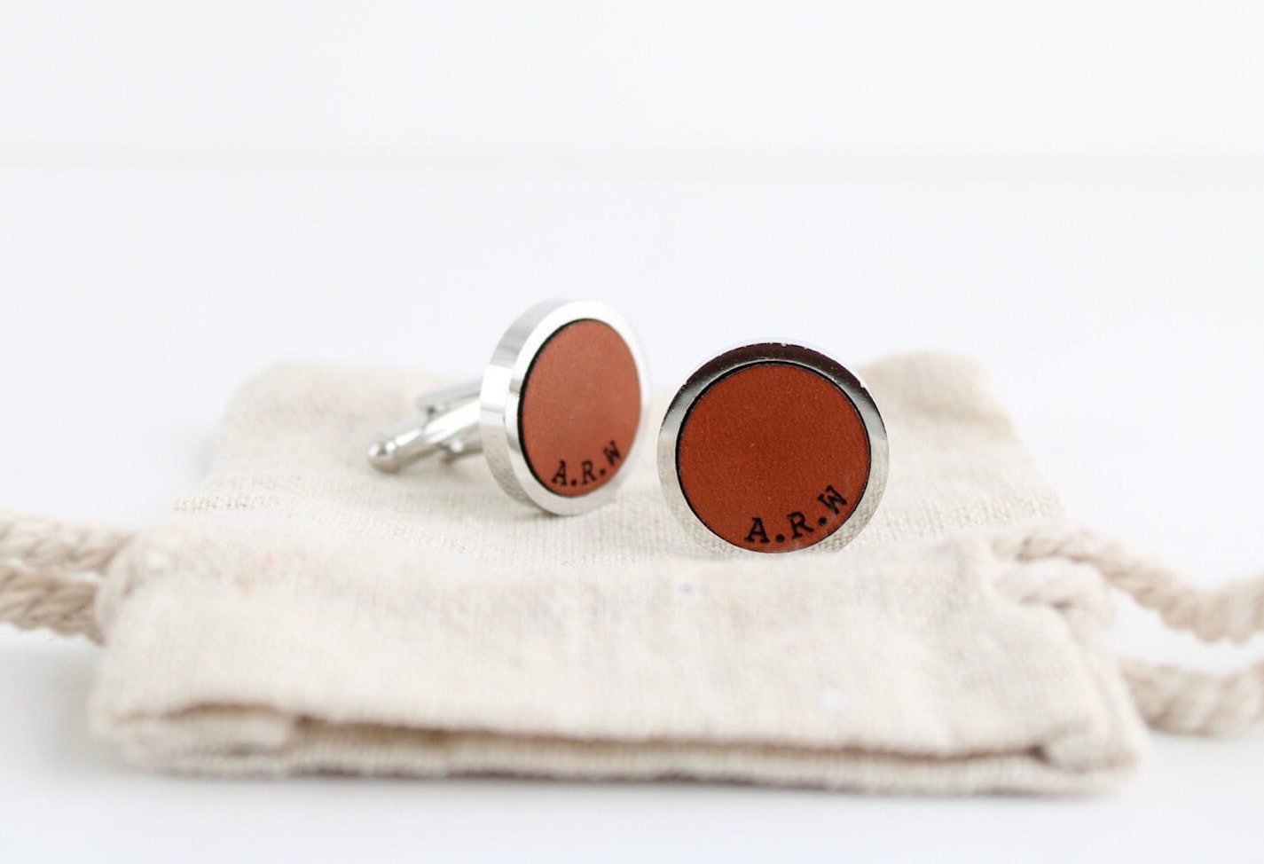 Personalised leather cufflinks, gift for father's day, groom cufflinks, wedding cufflinks for groom, gift for 3rd wedding anniversary