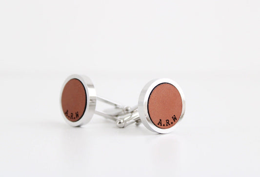 Personalised leather cufflinks, gift for father's day, groom cufflinks, wedding cufflinks for groom, gift for 3rd wedding anniversary