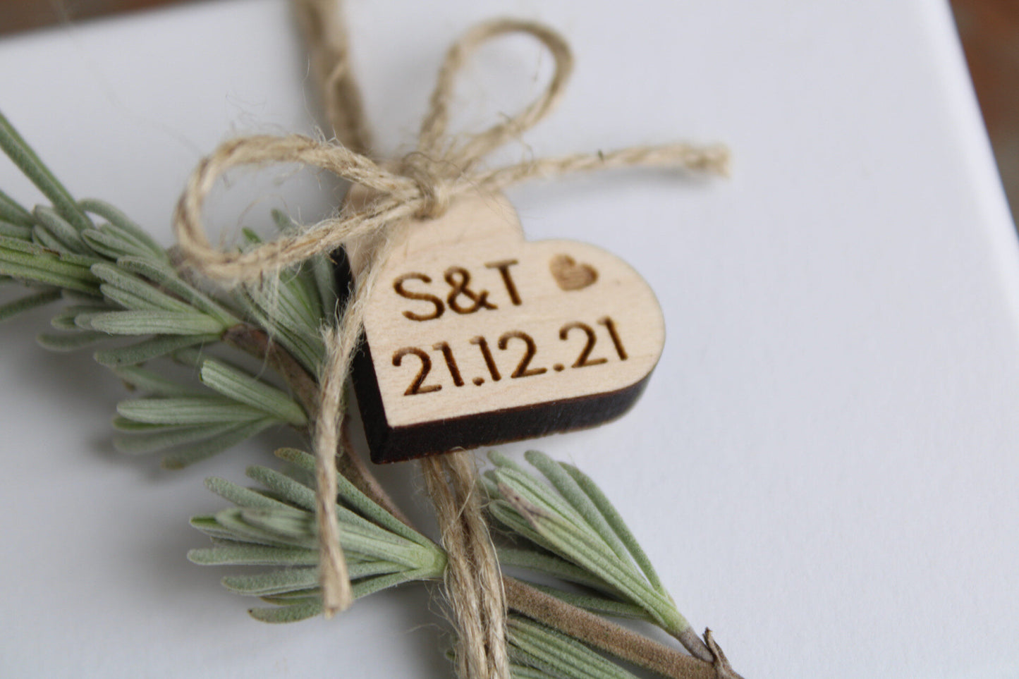 Wooden wedding favour tags