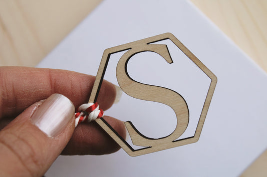 Wooden alphabet gift tag