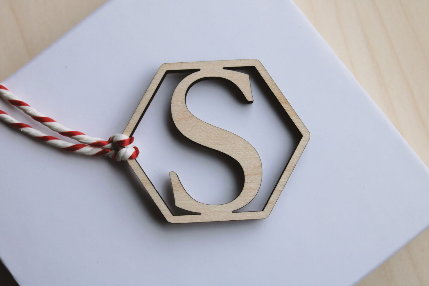 Wooden alphabet gift tag