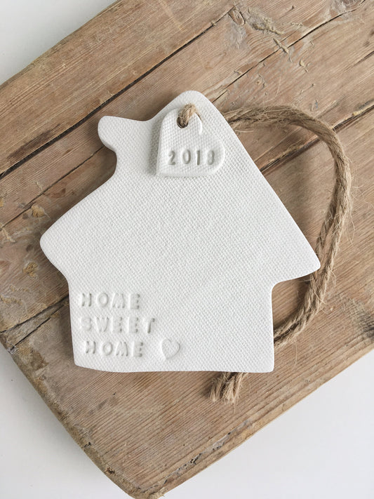 Clay housewarming gift stamped with Home Sweet Home