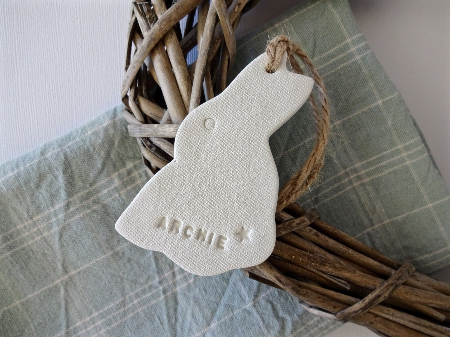 Personalised Easter bunny decoration or East gift tag