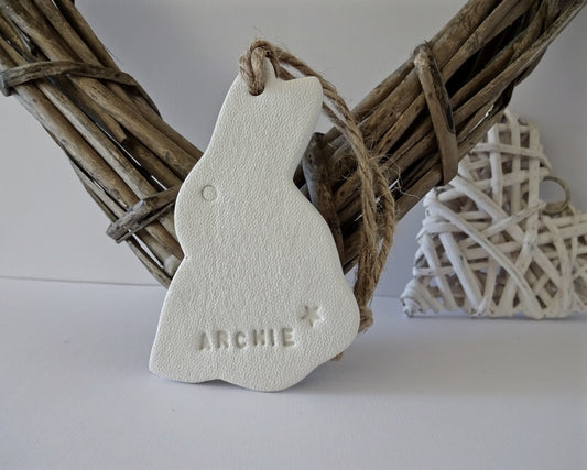 Personalised Easter bunny decoration or East gift tag