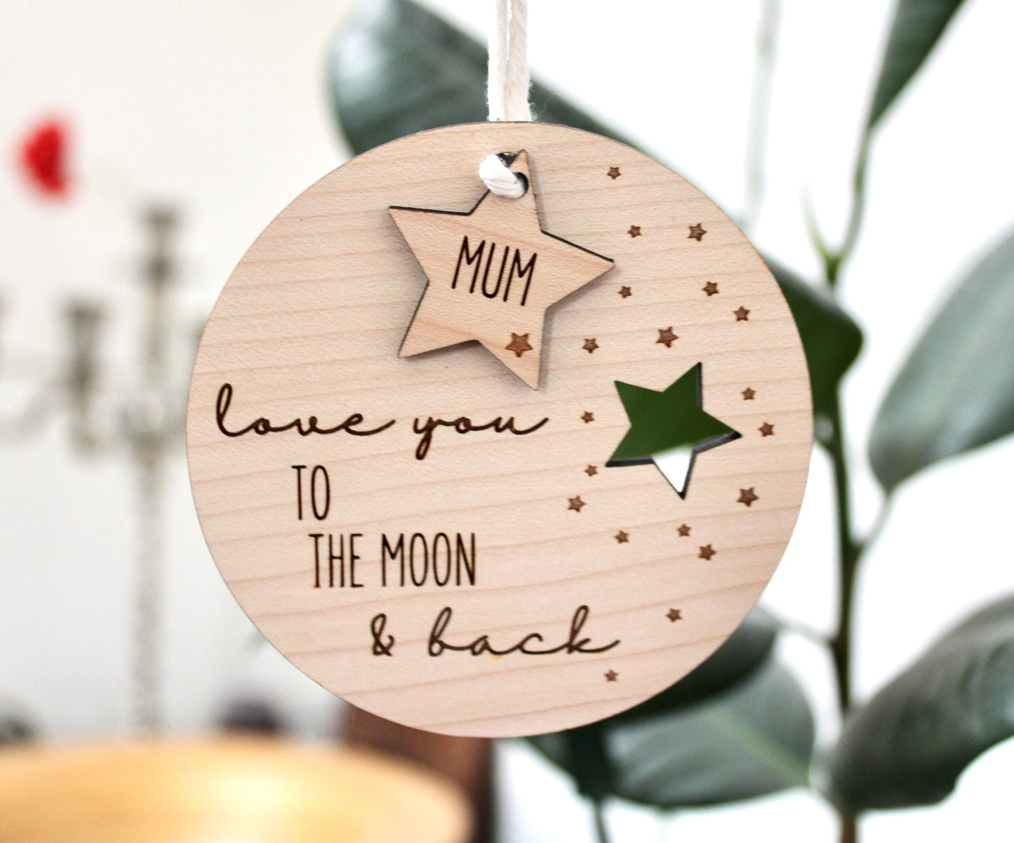 Love you to the moon wooden circle decoration