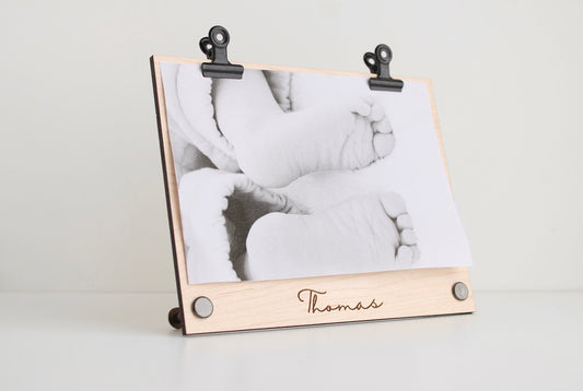 Freestanding wood picture frame, 5th anniversary gift, display 6x4 photos