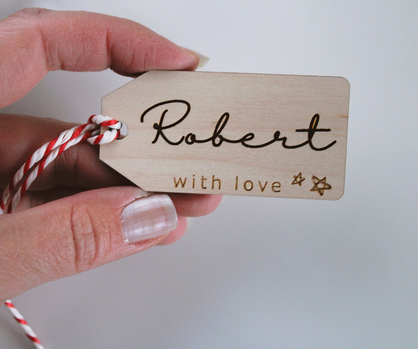 Wood personalised gift tag
