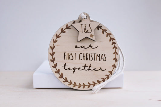 Our First Christmas Together personalised bauble decoration